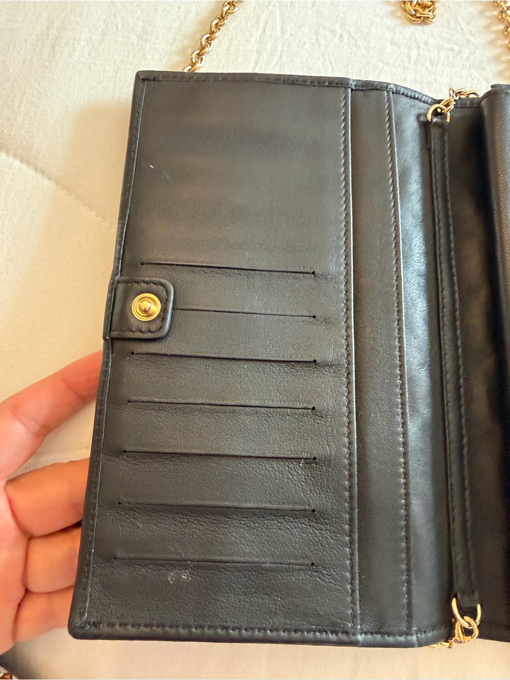Salvatore Ferragamo Black Quilted Leather Crossbody with Gold Chain - Picture 7 of 12